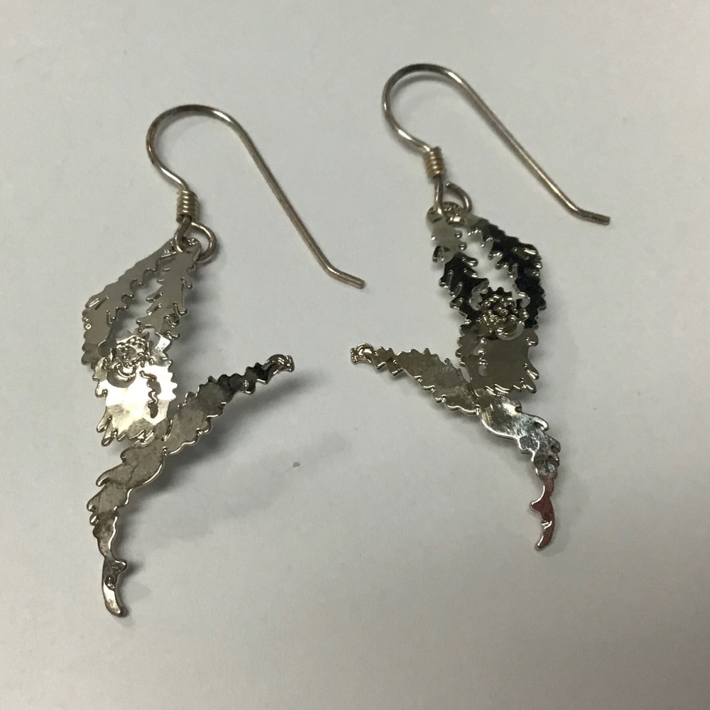 NWT Wild Bryde monkey dangle leg wire pierced earrings rhodium plated